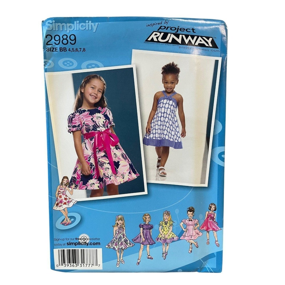 Simplicity 2989 Toddler Child Dress Sewing Pattern Size‎ 4-8 Project Runway